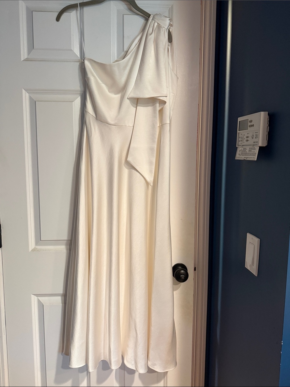 Ted Baker London Ivory One-Shoulder Satin Dress